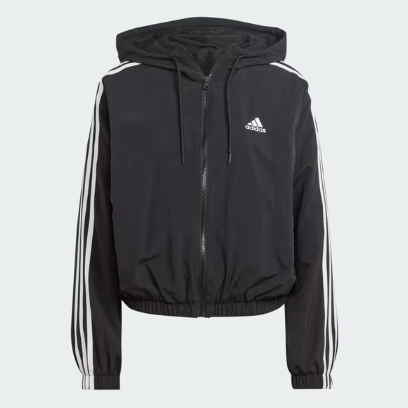 $70 NEW WITH TAGS Adidas Womens Essentials 3-Stripes Woven Windbreaker S HT3399 - Picture 1 of 5